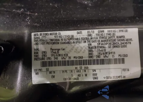 2013 Ford Focus S from USA, damaged, VIN 1FADP3E29DL243678